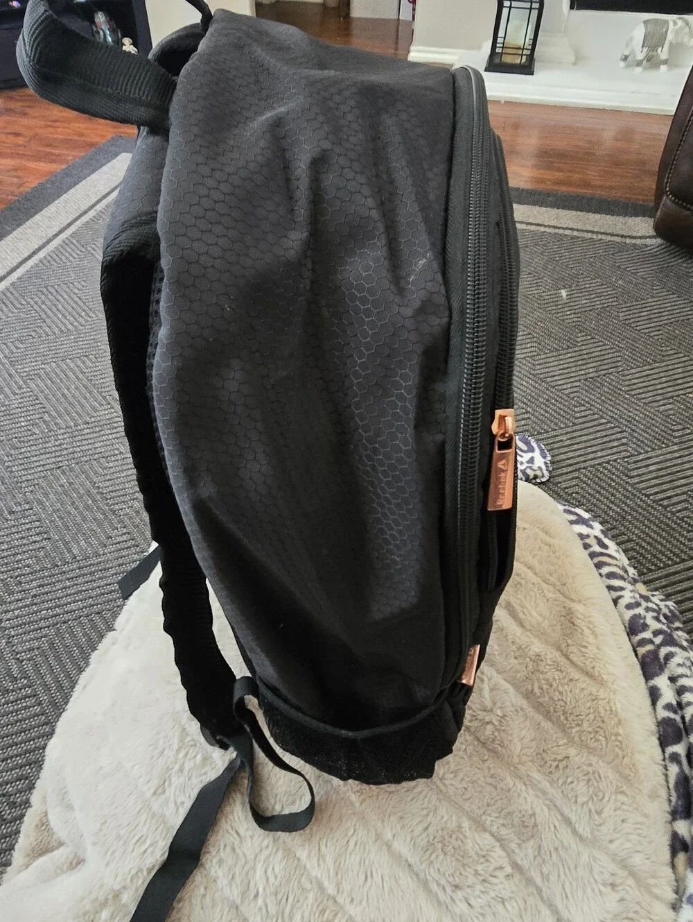 Reebok Black Backpack with Rose Gold Logo
